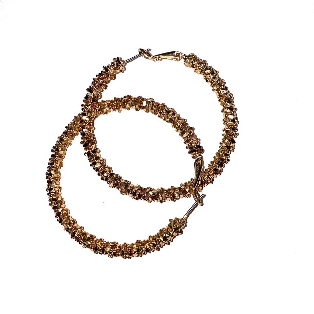 Gold hoop circular earrings